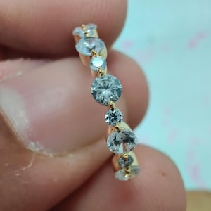Moissanite Eternity Wedding Band: Bubble Bezel Set, 14k Yellow Gold