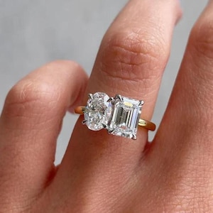 Toi et Moi Ring, Promise Ring, Engagement Ring, Two Stone Ring, Wedding Ring, Anniversary Gift, Gift for Her Ring  For Women