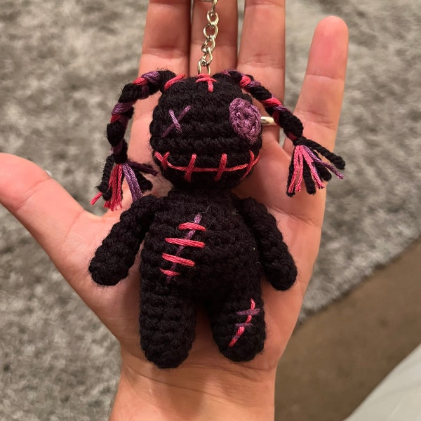 Crochet voodoo doll with hair