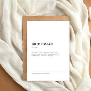 Karta podarunkowa Bridesman, wydruk artystyczny Bridesman Definition, karta z podziękowaniami Bridesman, karta z propozycją Bridesman, Bridesman DO WYDRUKOWANIA DO POBRANIA