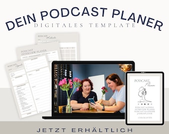 Professional podcast planner – Editable templates with calendar & checklists – Digital download including Canva template