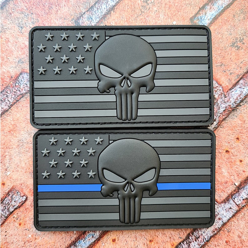 Patch PVC Skull Bandiera Americana - Morale Patch Tattica In Gomma 3D (9x5 Cm) - Foto 8