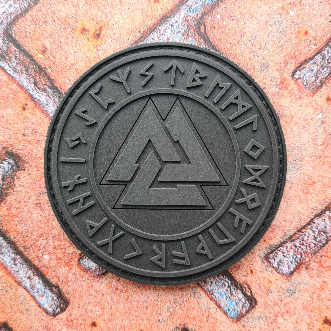 Patch Morale Glow Dark Valknut – PVC Morbido, Simbolo Norreno Odino, Viking Pagano, 7.5cm