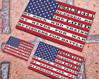 Amerikanischer Psalm 144: 1 Bibel-Vers Christlicher Vinyl Flagge Taktischer Molar-Patch