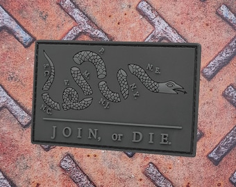 Toppa tattica in gomma con scritta "Join or Die" in PVC con scritta "Snake Morale"