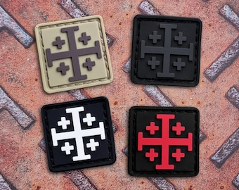 Mini Jerusalem Cross PVC Patch Christian Tactical Morale Symbol