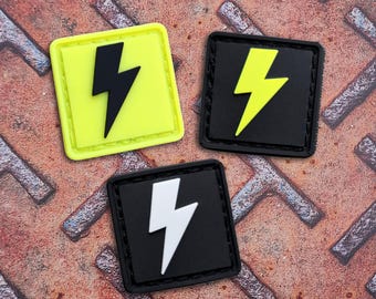 Mini Lightning Bolt PVC Patch with Hook Backing for Gear and Accessories