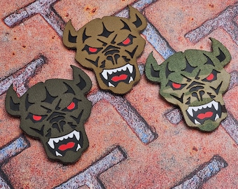 Scary Pitbull K9 Dog Morale Skull Lasercut Patch