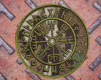 Vegvisir Compass Patch – Norse Viking Runes Embroidered Hook & Loop Patch