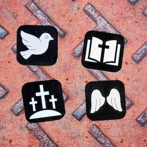 Christelijke patches – Golgotha, Bijbel en duif | Religieuze patch | Patch met geloofssymbool voor tassen, vesten en uitrusting