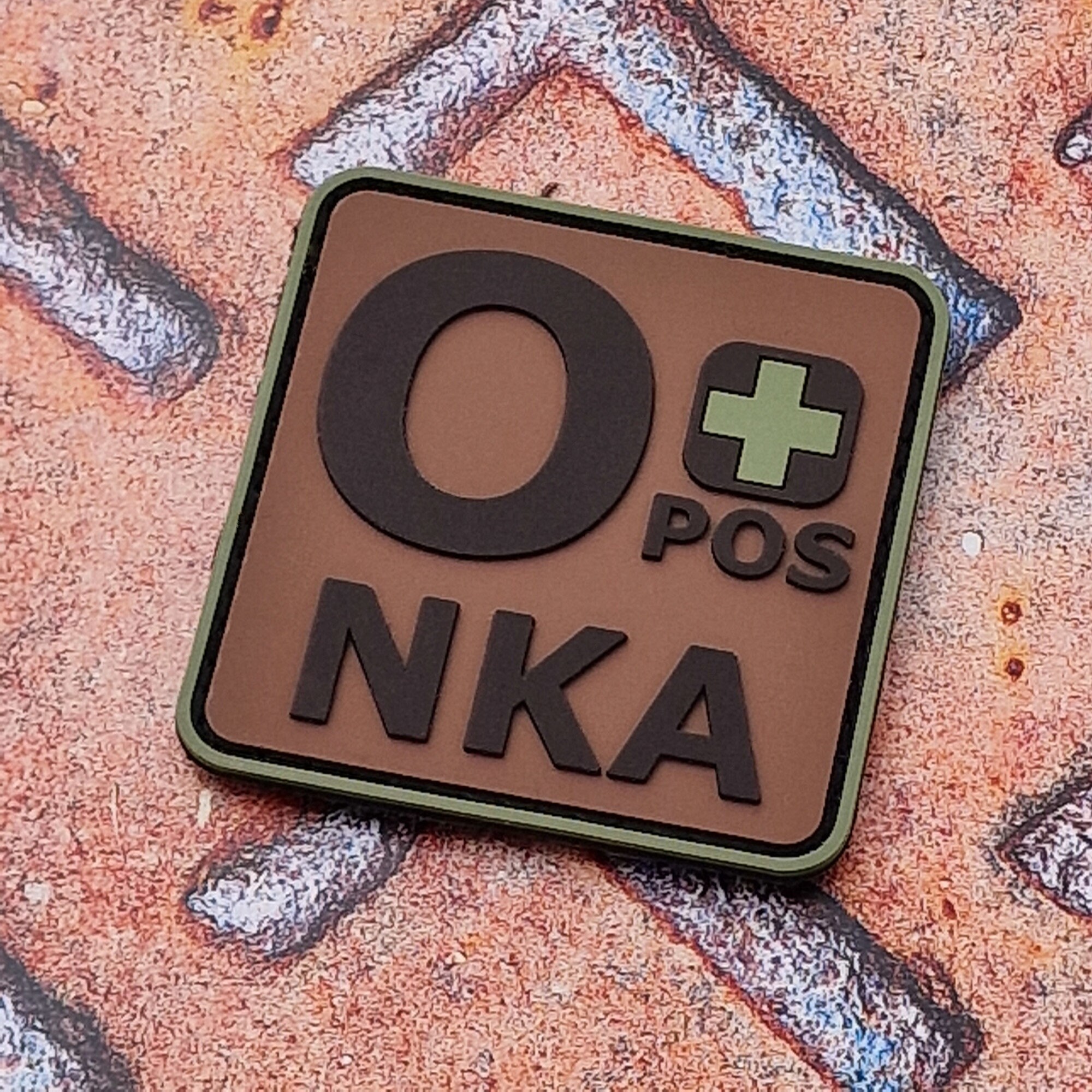 Blood Type O+ Positive NKA ACU Dark 3D-PVC Rubber Patch - 2 x 2 inch Hook Fastener