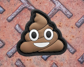 Tiny Smiling Poop PVC Patch, Funny Morale Patch