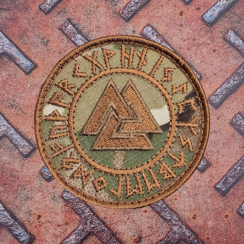 Triangular Rune Valknut Norse Runes Patch – Odin Viking Embroidered Hook & Loop Patch ...