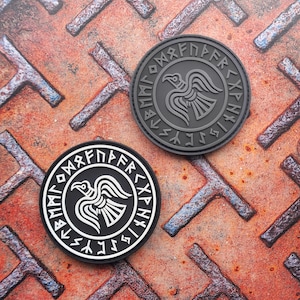 Rare Norse Viking Raven Runes Odin God of War Rubber Patch