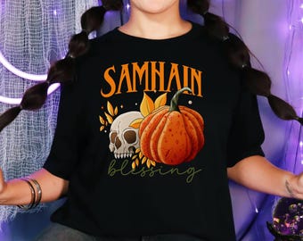 Samhain Blessing Shirt, Wheel of the Year, Pagan Holiday Shirt, Wiccan New Year, Harvest Festival Tee, Original Halloween Tee, Witchy Shirt