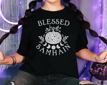 Blessed Samhain Shirt, Wheel of the Year, Solstice Celebration, Pagan Holiday Shirt, Wiccan Shirt, Gifts for Pagans, Witch Shirt