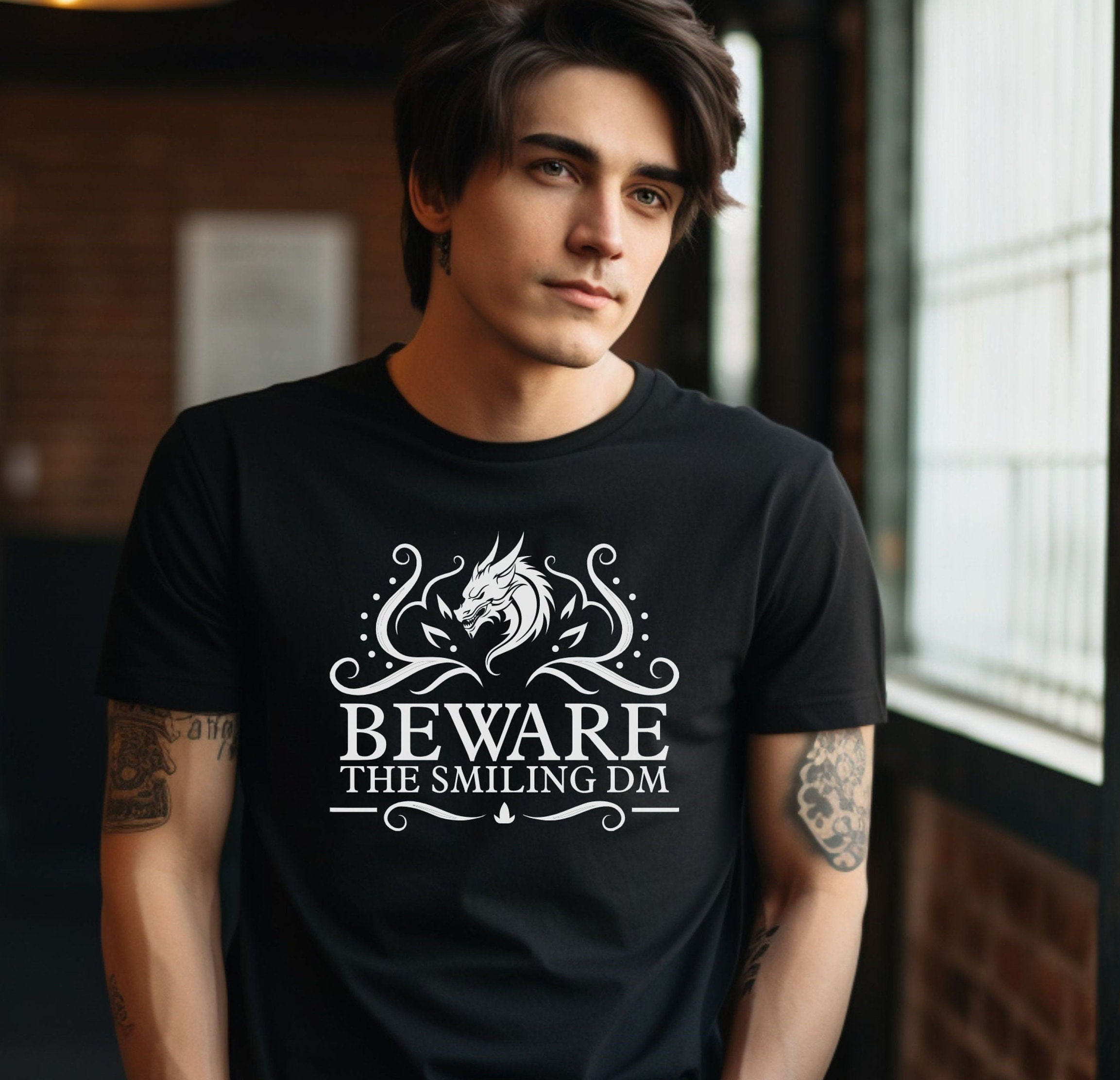 Beware The Smiling Dungeon Master T-Shirt – Funny Dungeons And Dragons D&D DnD Tee