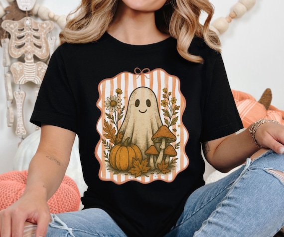 Coquette Ghost Shirt: Women's Halloween Tee with Bow