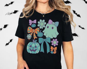 Pastel Halloween Tee, Cute Ghost Shirt, Coquette Halloween Shirt,  Spooky Season, Pastel Halloween, Cute Retro Halloween Tee, Trendy Fall