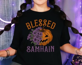 Samhain TShirt, Pagan Holiday Shirt, Wheel of the Year, Wiccan Sabbat Tee, Blessed Samhain, Witch Shirt, Gifts for Pagans, Samhain Gifts