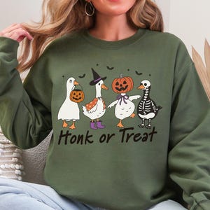 Honk or Treat Sweatshirt, Halloween Goose Shirt, Cute Goose Shirt, Funny Halloween Shirt, Halloween Party Top, Spooky Sweater, Spooky Goose