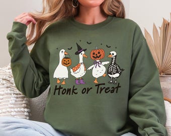 Honk or Treat Goose Sweatshirt: Funny Halloween Party Top