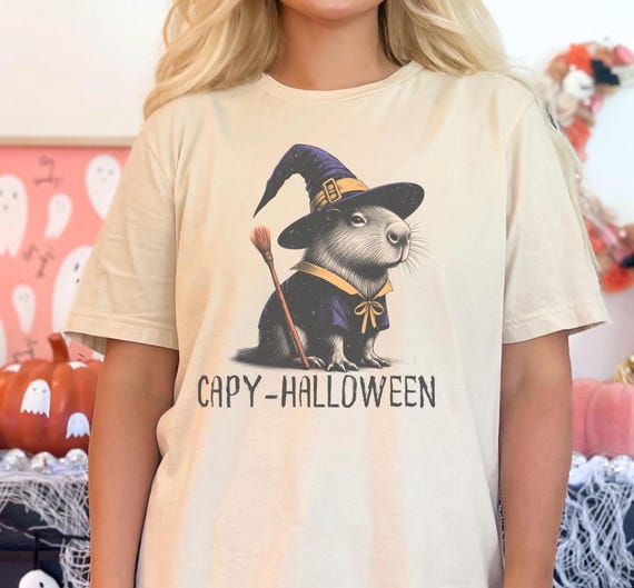 Cute Capybara Halloween Shirt, Capy-Halloween Shirt, Capy Fall Shirt, Capybara Lover Gift, Capybara Witch Tee, Cute Fall Shirt, Capybara Tee
