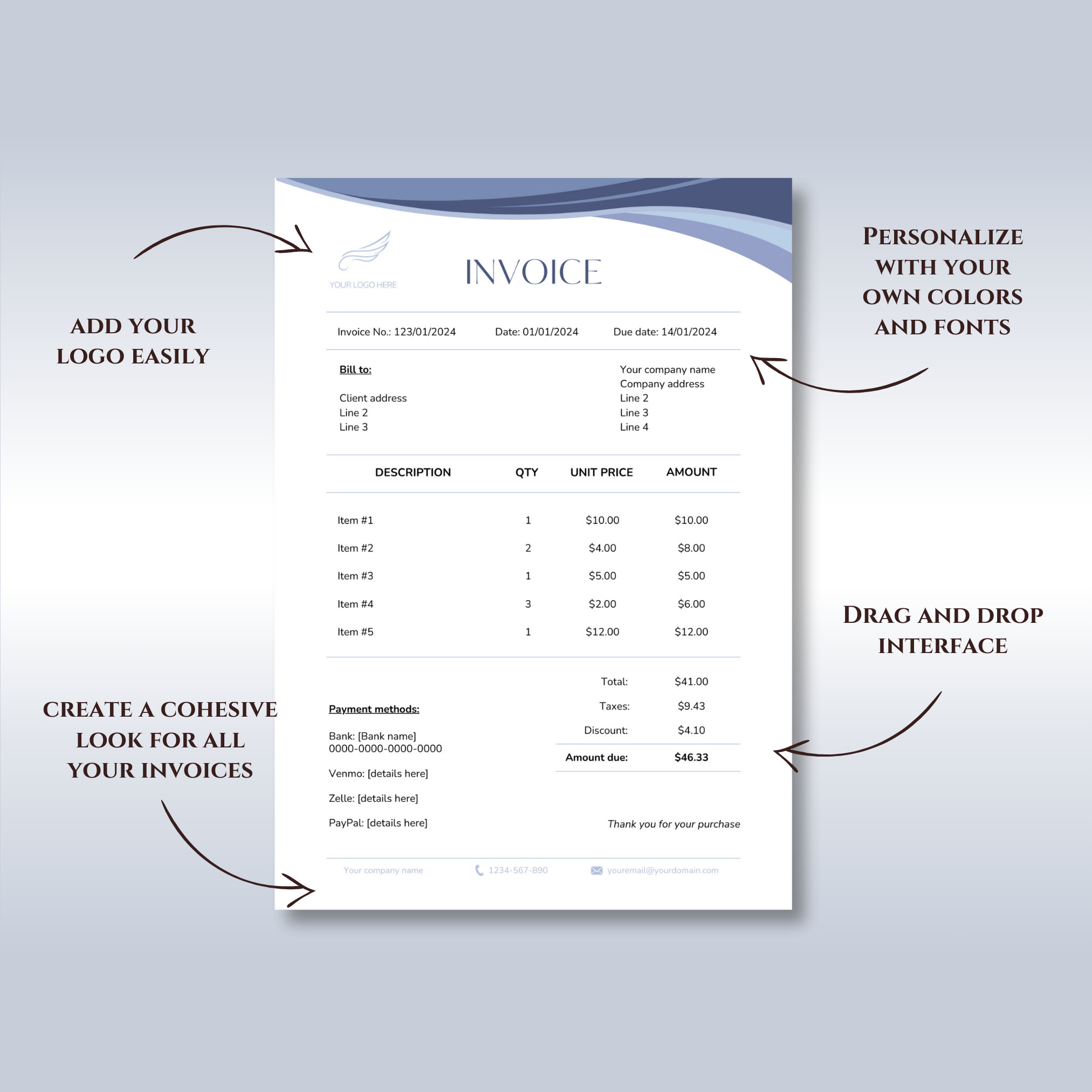 Digital Invoice Template Small Business Clean Invoice Template
