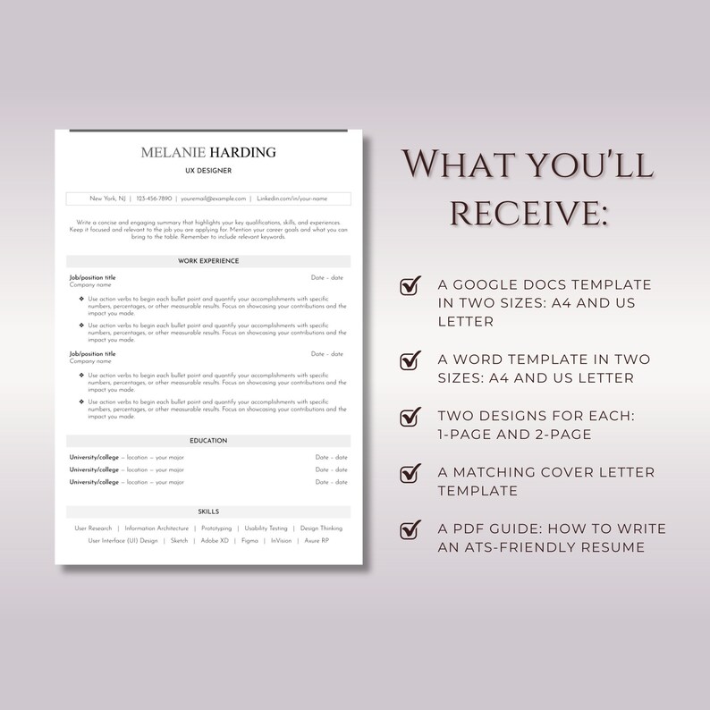 ATS Friendly Resume Template, Google Docs Resume Template, Resume ...