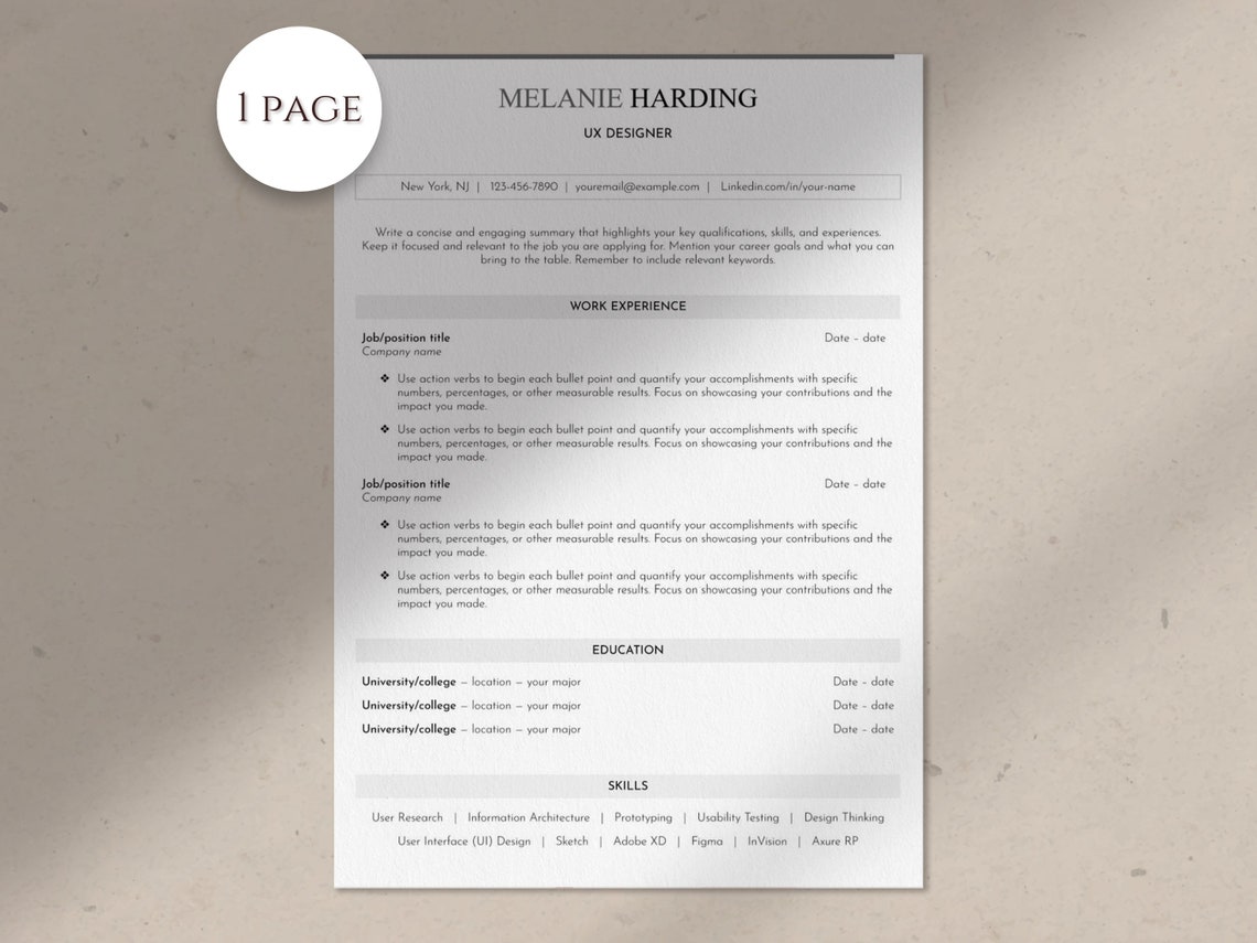 ATS Friendly Resume Template Google Docs Resume Template Etsy