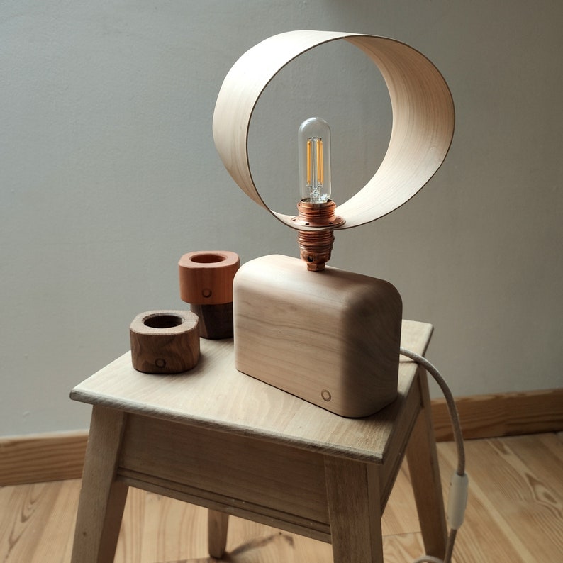 Wooden lamp design table and bedside lamp image 1
