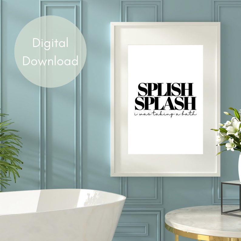 Splish Splash Print | Typography Art | Bathroom Word Art Print ...