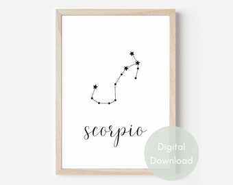 Scorpio Constellation Line Art Print | Scorpio Print | Constellation Line Art Print | Zodiac Line Art | Astrology Print