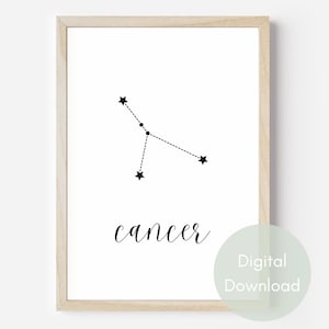 Cancer Constellation Line Art Print | Cancer Print | Constellation Line Art Print | Zodiac Line Art | Zodiac Print | Astrology Print