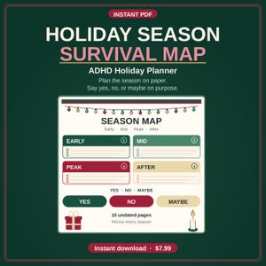 ADHD Holiday Planner Printable, Christmas Survival Map PDF