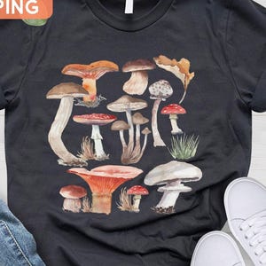 Camiseta Cottagecore con estampado de setas: Camiseta para amantes de la naturaleza botánica