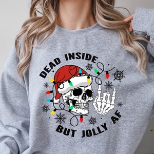Toten im Inneren aber Jolly Sweatshirt, Weihnachten Skelett Shirt, Weihnachtsgeschenk, Toten im Inneren Skelett, lustige Weihnachten T-Shirts, Holly Spirit