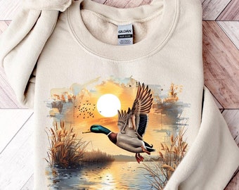 Mallard Duck Sweatshirt: 90s Retro Waterfowl