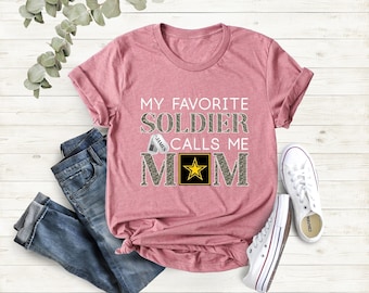 My Favorite Soldier Calls Me Mom Shirt, Army Mom Shirt, Soldier Mom, Army Family Day Shirt, Army Family, Personalized Soldier Mother Shirt