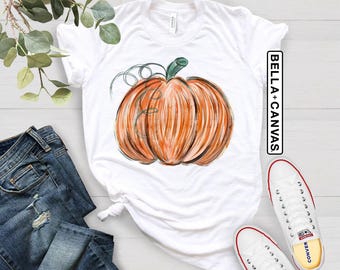 Watercolor Pumpkin Shirt: Autumn Harvest Fall Season Graphic Tee for Halloween