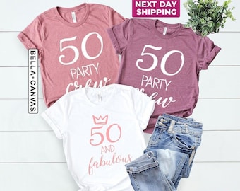 Fifty and Fabulous 50th Birthday Crew Matching Shirt, 50th Birthday Party Shirts