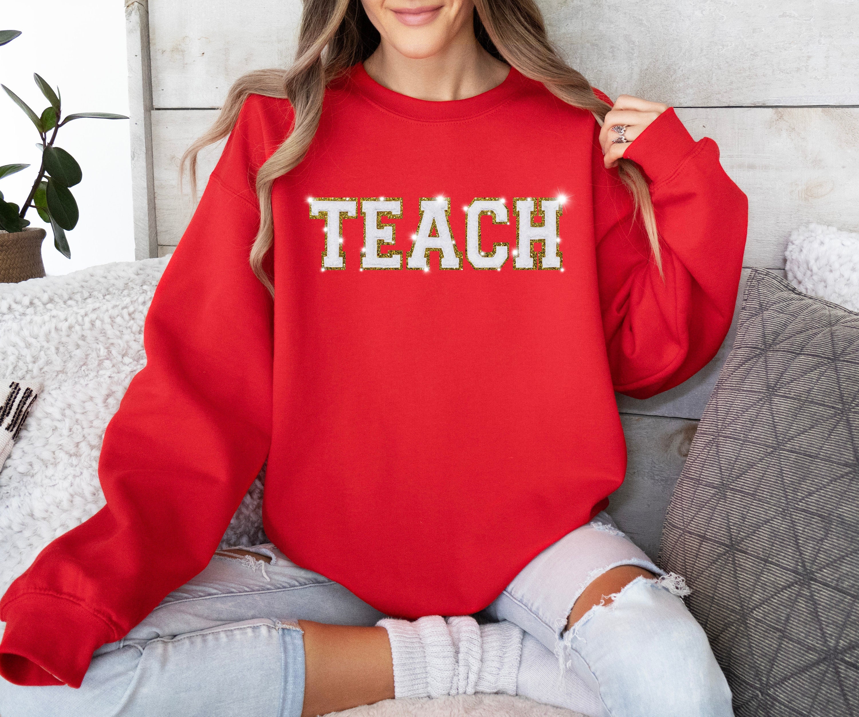 Embroidered TEACH Sweatshirt - Teacher Appreciation Gift