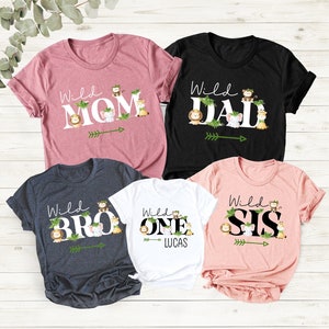 Family Safari Birthday Shirts: Wild One Zoo Matching Tees