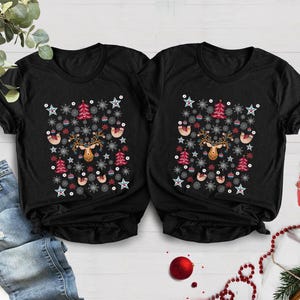 Camisa de Natal Escandinava, Camisa Botânica Hygge Cottage Core, Camisa de Arte Popular Norueguesa, Presente de Natal para Mulheres, Camisa de Flores Vintage