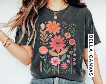 Flower Shirts, Aesthetic Wild Flower Shirt, Botanical Floral, Cottagecore Shirt, Nature Lover Shirt, Floral Graphic Tee, Botanical Shirt