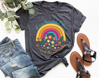 Smash the Patriarchy Shirt: Feminist Rainbow Graphic Tee