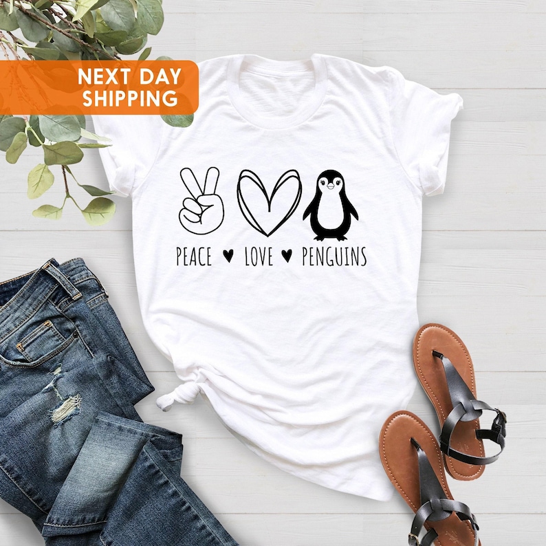 Peace Love Penguins Shirt - Penguin Fan Gift image 1