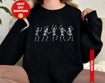 Fall Shirt, Dancing Skeleton Shirt, Happy Halloween T-shirt, Halloween Tee sweatshirt, halloween costume shirt, womens halloween shirt gift