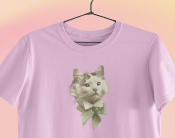 Coquette clothing, Kitten t-shirt, cottage core t-shirt, fairy shirt, cute kitten, Cat shirt funny, Doll core aesthetic, Coquette aesthetic