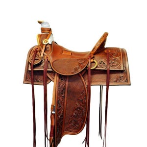 Hand Tooled Buffalo Leather Western Saddle: Ranch Roping Collection
